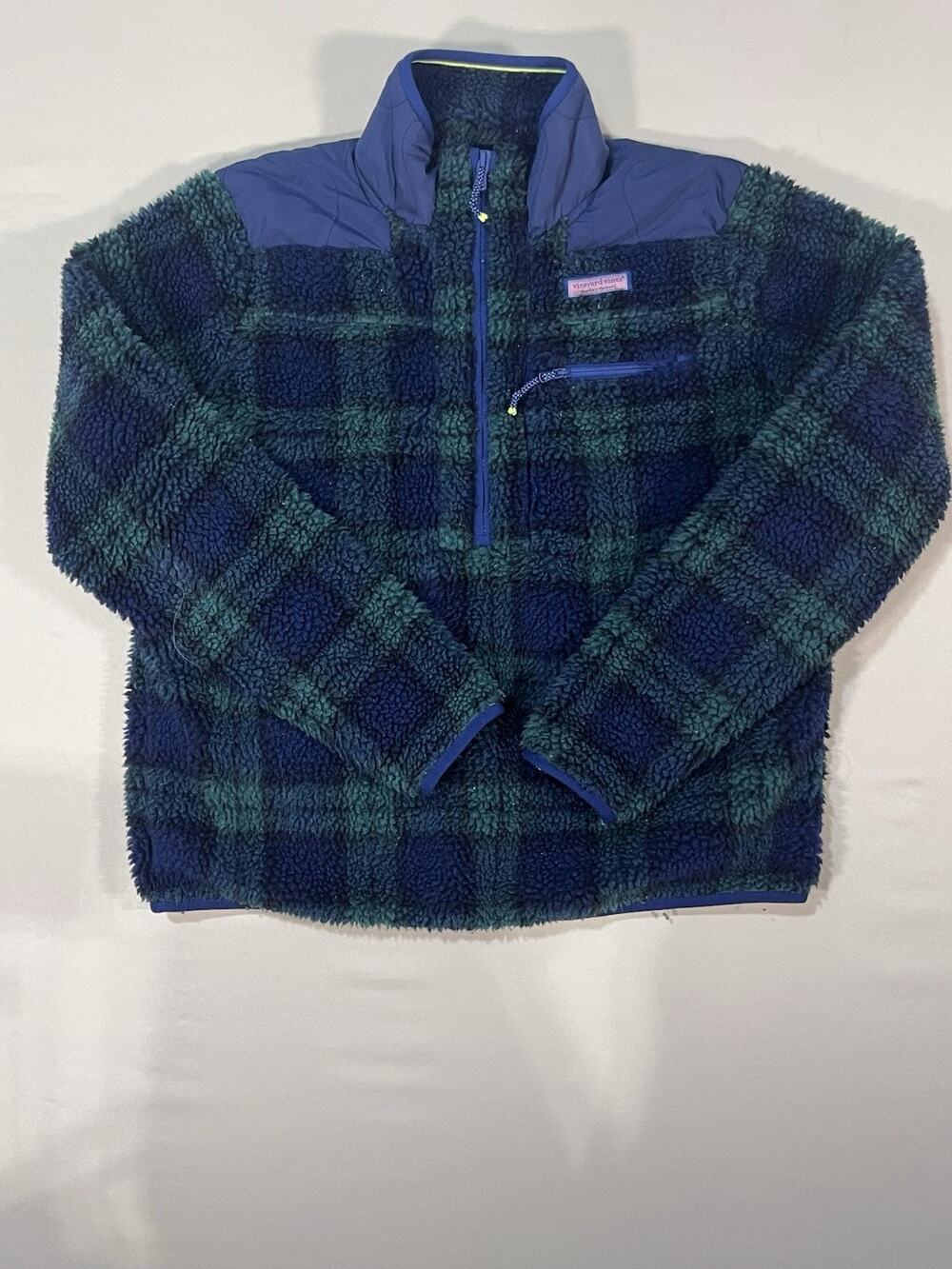 Vineyard Vines Women’s Plaid Zip Pullover Jacket Blue/Green Size M